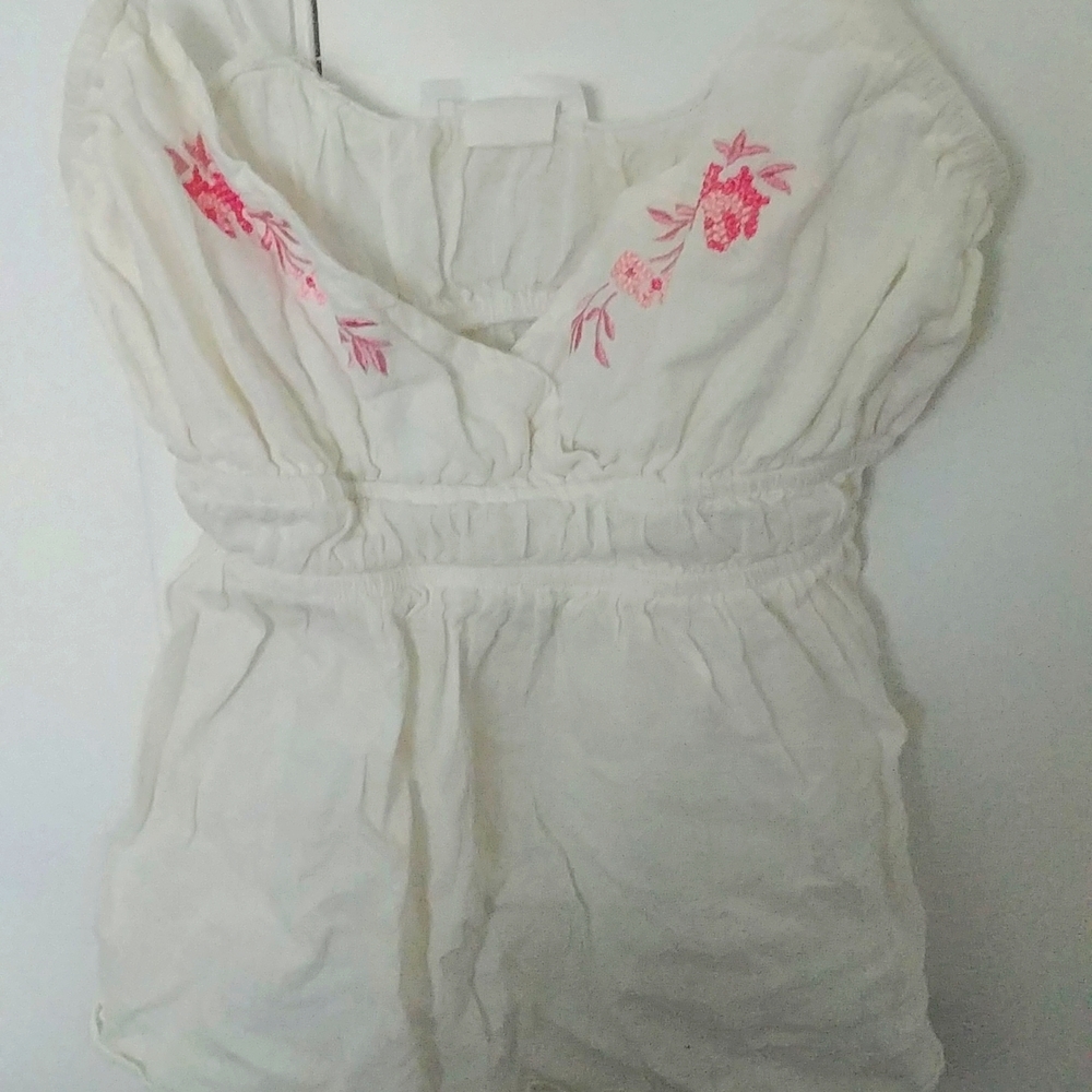 Boho floral embroidered strappy blouse